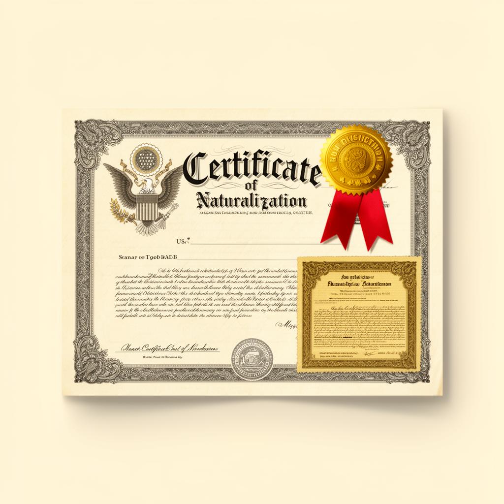 US Certificate of Naturalization with apostille and gold seal
